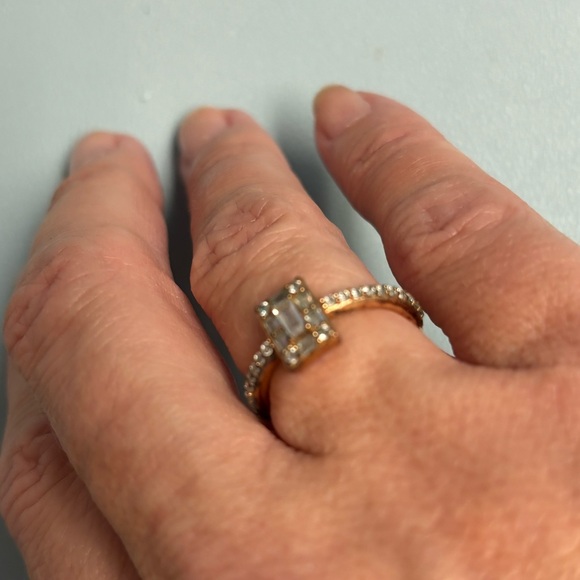 Pandora Timeless Sparkling Square Halo Ring sz 5 Gorgeous 💍 Gold Plated - Picture 8 of 8